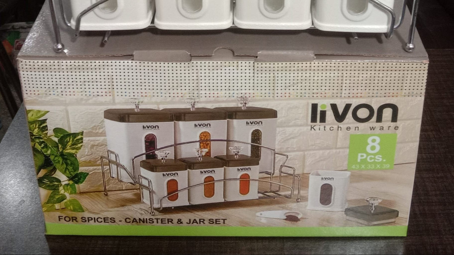 Livon Spice Jar Set 8-Pcs with Steel Stand!