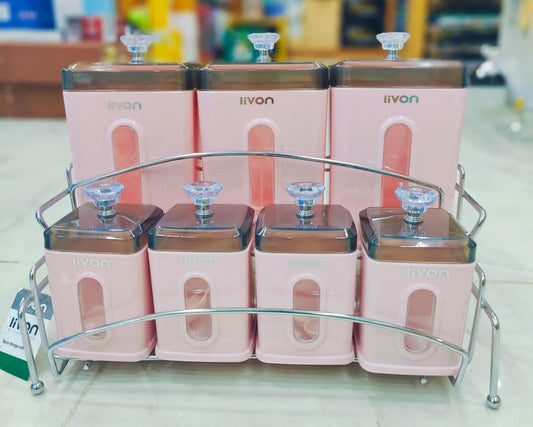 Livon Spice Jar Set 8-Pcs with Steel Stand!